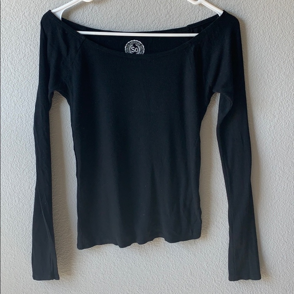 SO Long Sleeve Cropped Black Top Size L